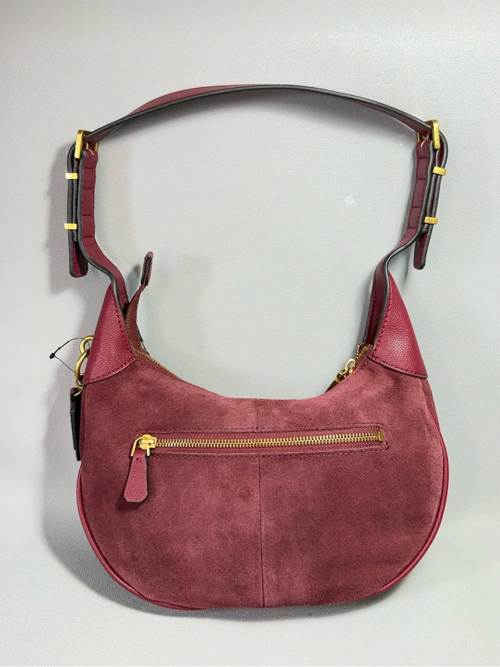 GUESS Malva Wine Suede and Leather Hobo Bag
